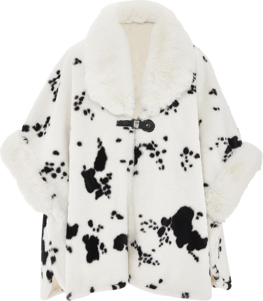 FRAULLY damen strickponcho - wollweiss schwarz, M