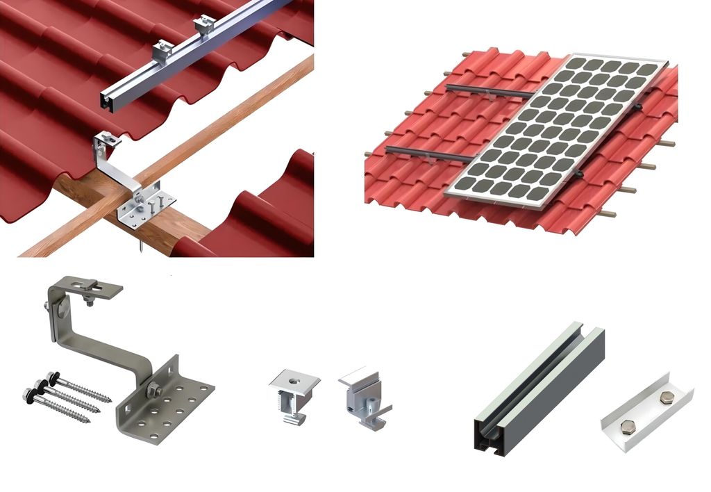 Balkonkraftwerk Ziegeldach Halterung für 9 Panele PV Solarmodul Dachhalterung