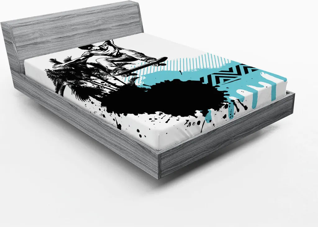 Drap-housse 180x200 pour grand lit avec motif skateur urbain et grunge