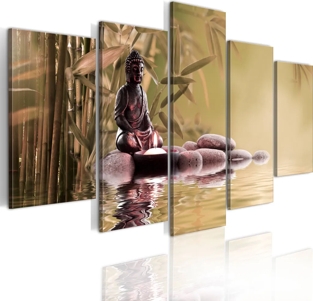 Créer une ambiance zen avec le tableau Bouddha 5 pièces 100x50 moderne