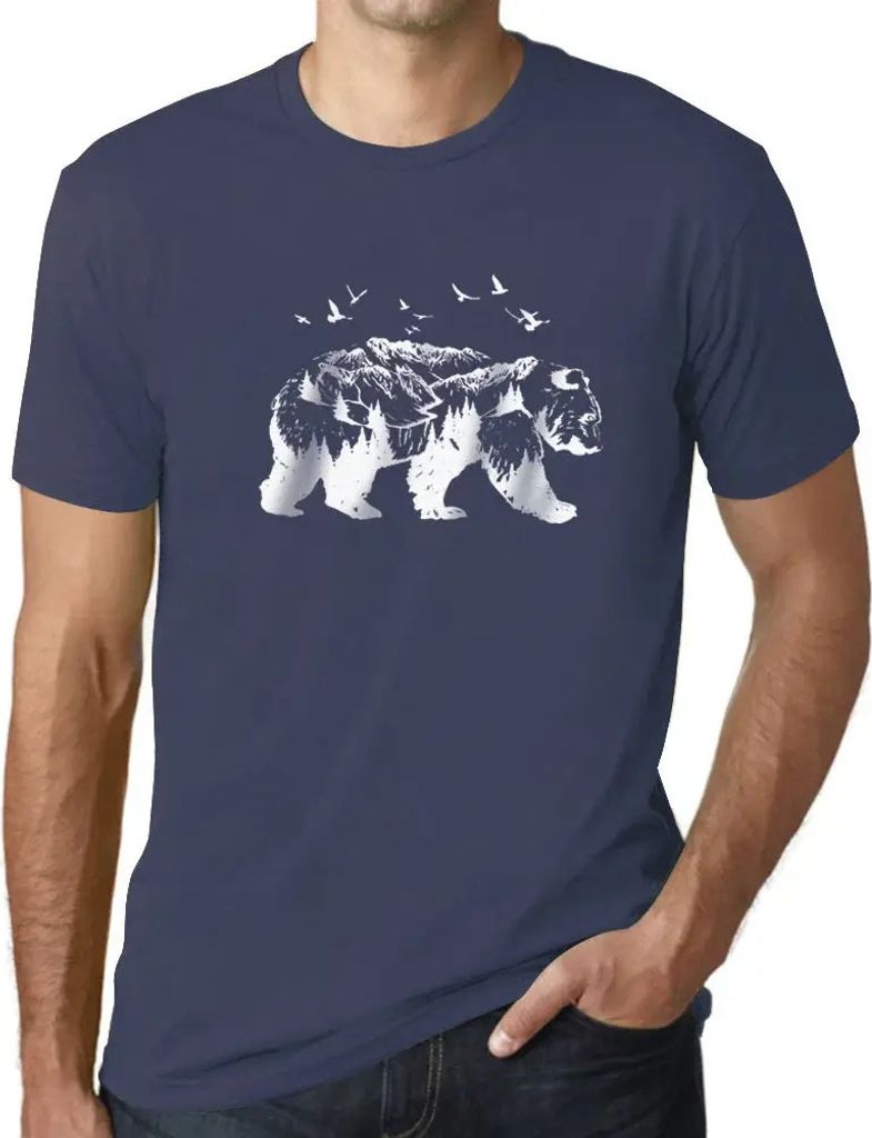 Herren Grafik T-Shirt Doppelbelichtung Bär – Double Exposure Bear – Öko-Verantwortlich Vintage Jahrgang Kurzarm Lustige Druck Geburtstag Gesc...
