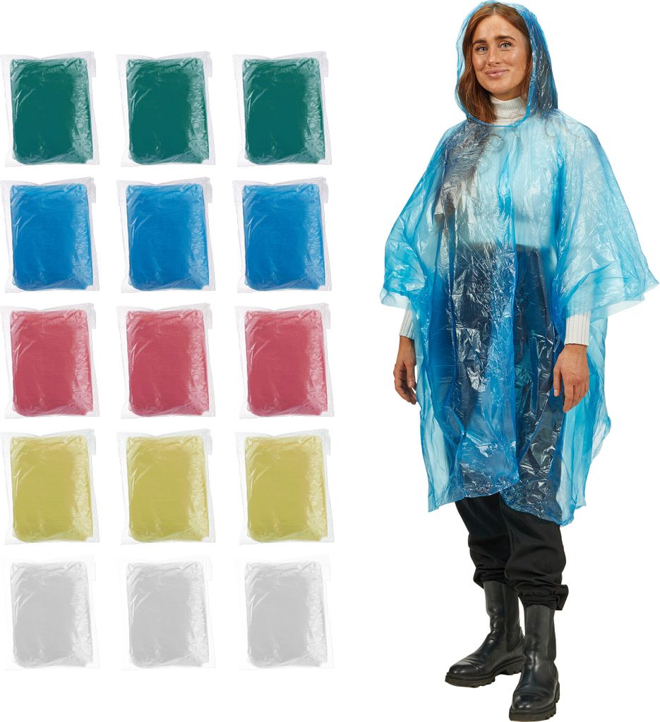 Set di poncho antipioggia monouso 15 pezzi, RD41596 Immagine del prodotto 