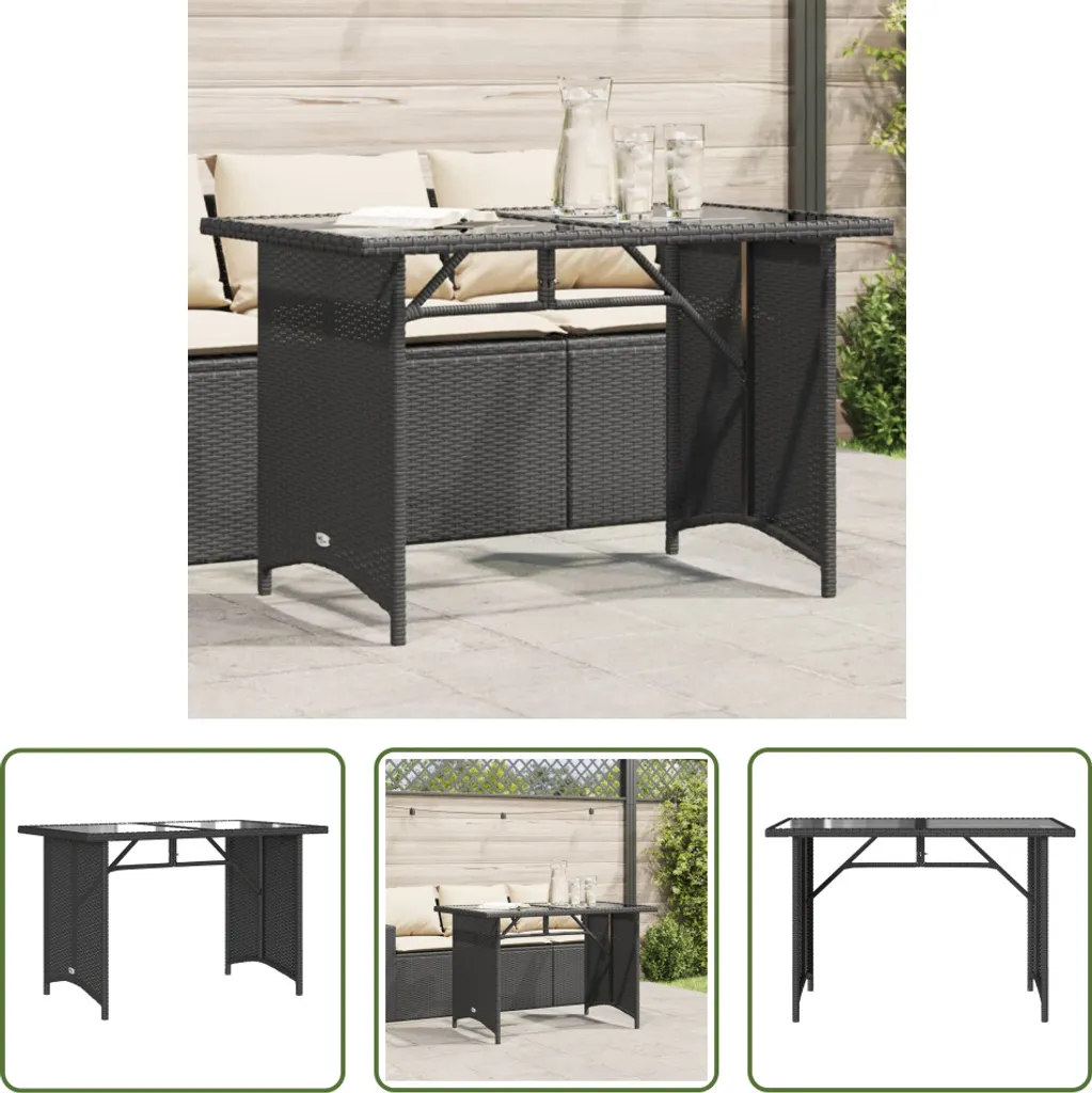 Tavolo Giardino Salvaspazio 110x68 cm Nero | Robusto Vetro e Rattan
