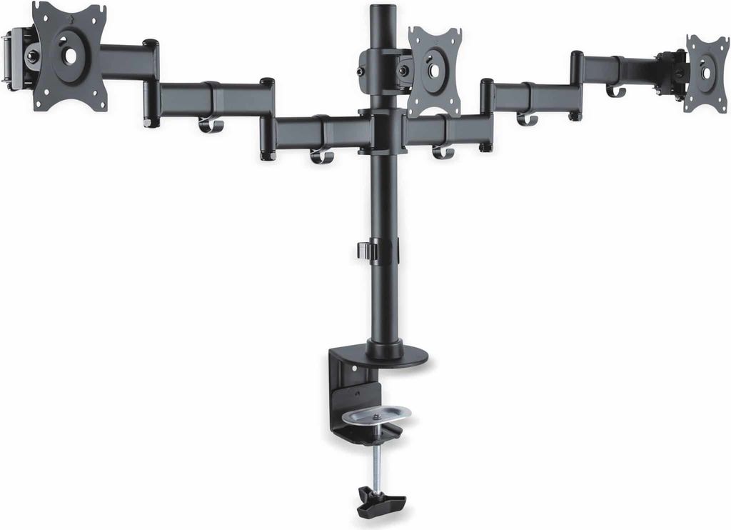 PureMounts PM-OFFICE-03 - bewegliche Tischlösung für 3 Bildschirme, VESA max. 100 x 100, 3 x 8kg Traglast