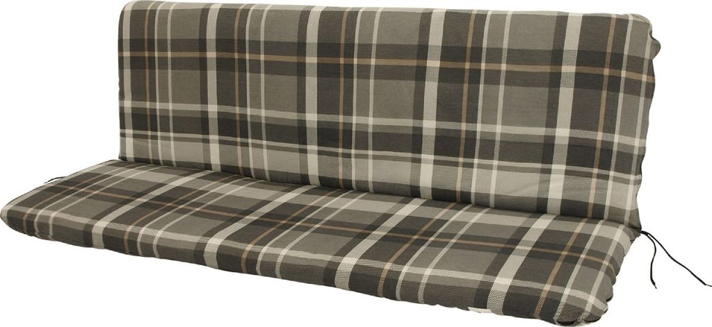 TPFGarden AUFLAGE Nuneaton - Polsterung für 3-stizer Bank 138x88cm, grau/beige kariert, Bezug: 65% Polyester, 35% Baumwolle, der Bezug ist waschba...