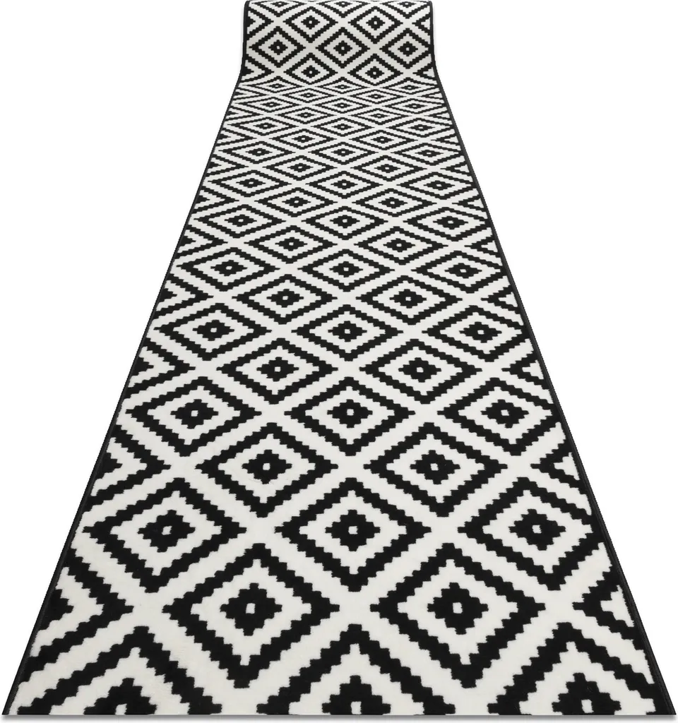 Chemin de couloir moderne Ruta Diamonds noir et crème en 60 x 140 cm
