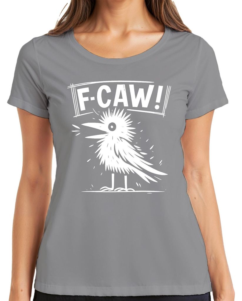 FCAW Krähe Rabe Vogel lustig Geschenk Gothic Punk Halloween Damen T-Shirt, Grau, 3XL