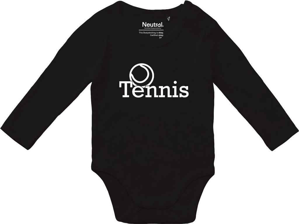 Huuraa Baby Body Tennis Ball 80 Black Baumwolle Fairtrade Langarmbody Geschenkidee