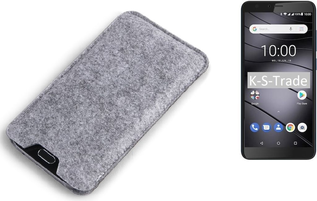 K-S-Trade Filz Handyhülle kompatibel mit Gigaset GS100 Schutzhülle Filztasche Filz Tasche Case Sleeve Handy Hülle Filzhülle grau