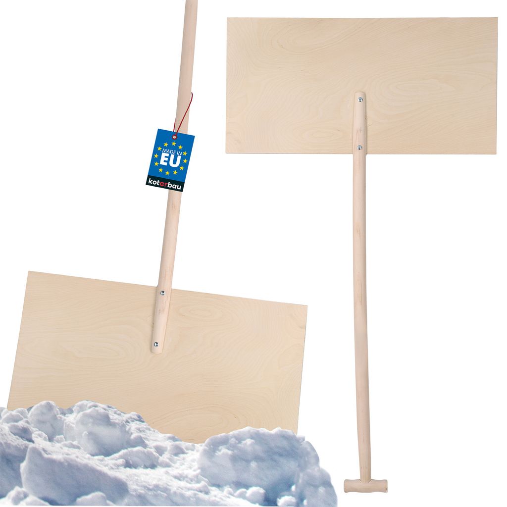 KOTARBAU Schneeschieber Holz mit Stiel 75x38 cm Holzschneeschaufel Sperrholz | Kinderschneeschaufeln Holz Schneeschaufeln Schnee Schüppe Schnees...