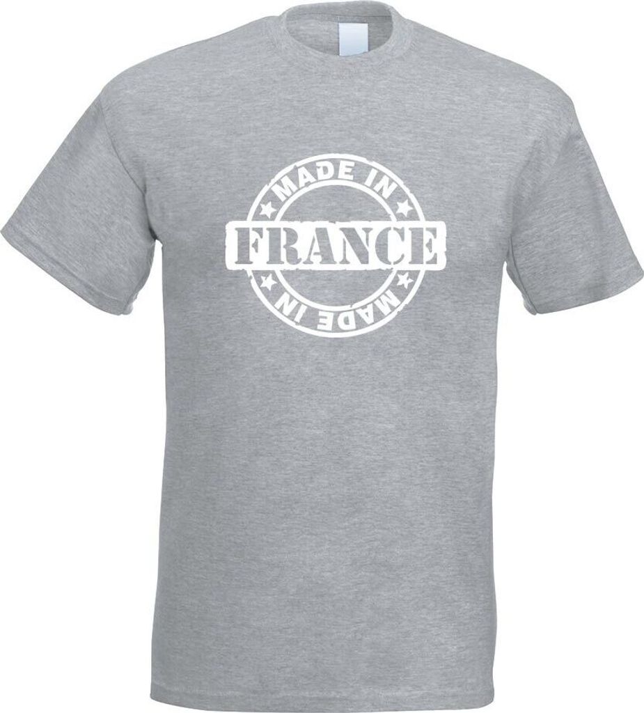 Kiwistar - T-Shirt - Graumeliert - France Motiv Bedruckt Funshirt Design Print - mit Motiv Bedruckt - Funshirt Design - Sport - Freizeit - Herren - M