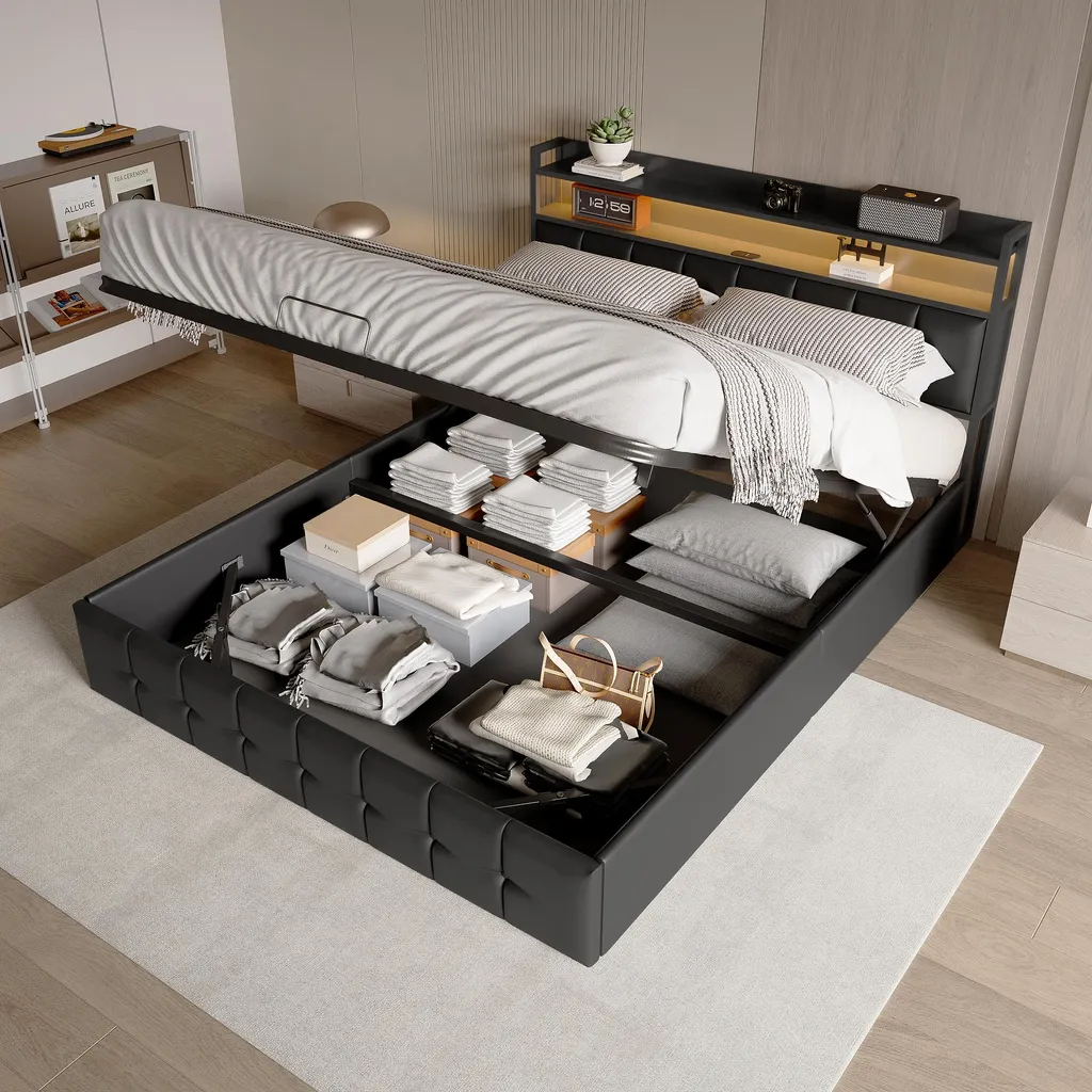 Lit intelligent 160x200 avec éclairage LED et prises USB intégrées - 12