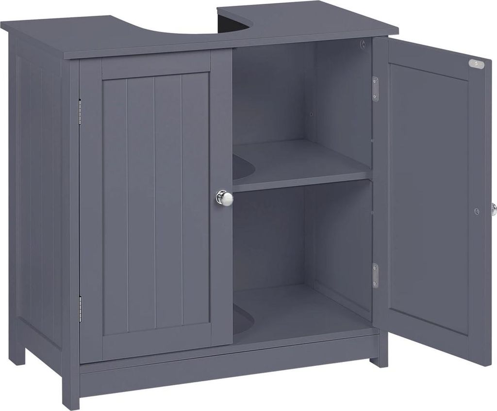 Happiq Bad-Unterschrank – 2 Türen – Freistehender Badschrank 30x60x60 cm – Mit Verstellbarer Ablage