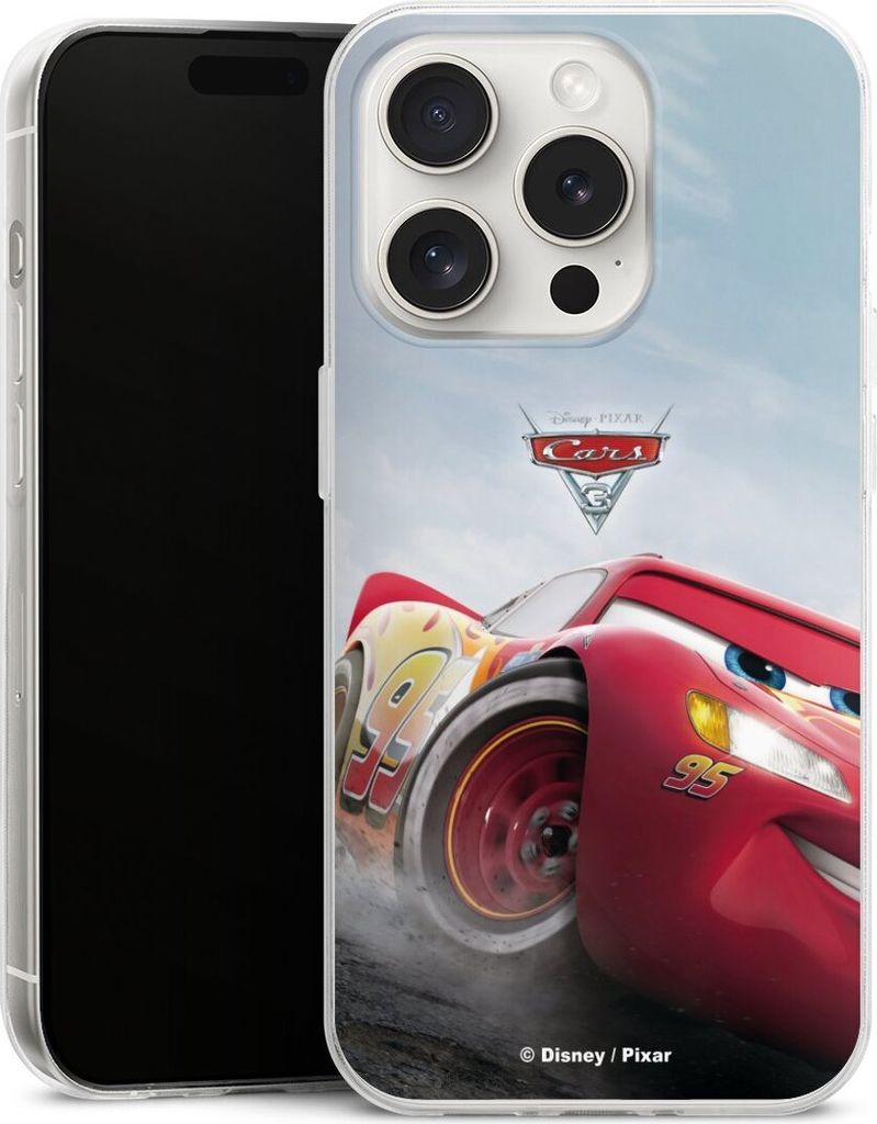 DeinDesign Slim Hülle für Apple iPhone 15 Pro Silikon Case Ultra Dünn Handyhülle Cars Lightning Mcqueen 95 Offizielles Lizenzprodukt