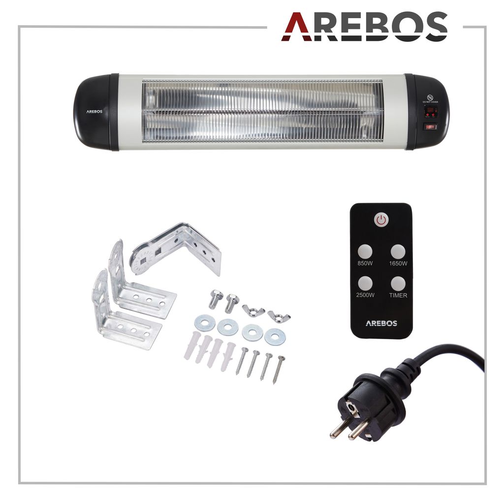 Promiennik podczerwieni AREBOS 2500 W, z pilotem zdalnego Zdjęcie produktu 6