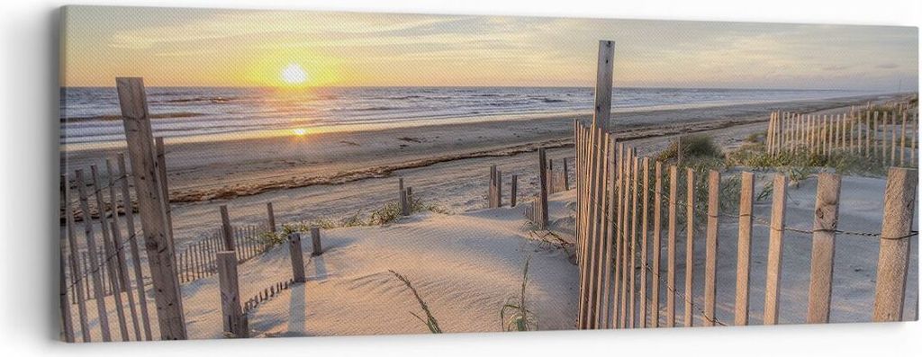 Bild auf Leinwand - Leinwandbild - Einteilig - Westen Sonne Düne - 90x30cm - Wand Bild - Wanddeko - Wandbilder - Leinwanddruck - Bilder - Wanddeko...