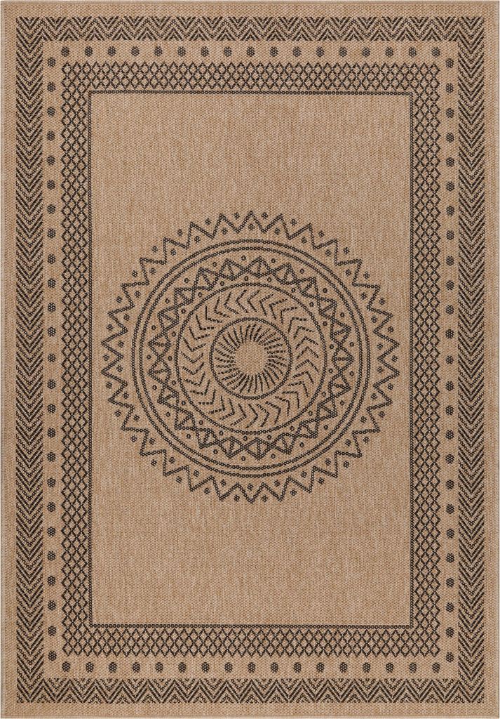 Teppium Indoor Outdoor-Teppich Flachgewebe Natürlicher Sisal Look Wetterfest Wohnzimmer Balkon Küche Terrasse Boho Design Grösse: 240x340 cm