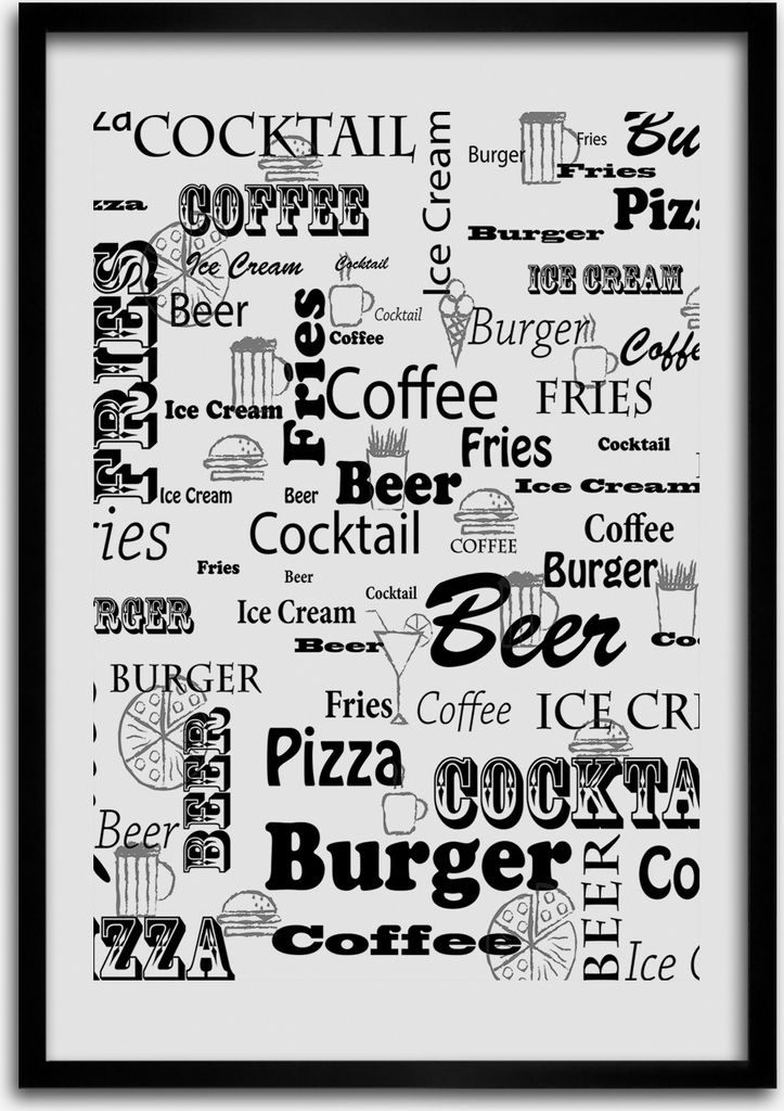 Bild - Bilderrahmen - Foto - 70 cm x 100 cm - MDF - Rahmen - Wandkunst - Menü im Restaurant