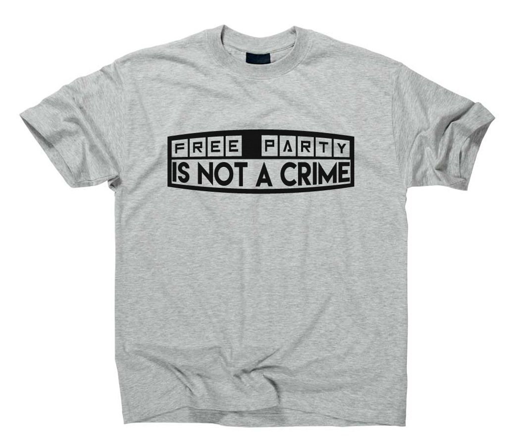 Styletex23 T-Shirt Free Party Is Not A Crime Free Tekno Music Bass, sport grey, XXL