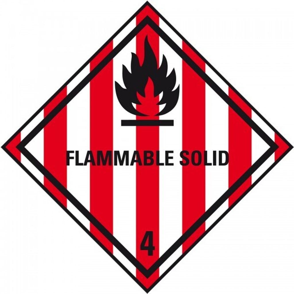 Dreifke Aufkleber I Verpackungskennzeichen Klasse 4.1, Flammable Solid, Foli...
