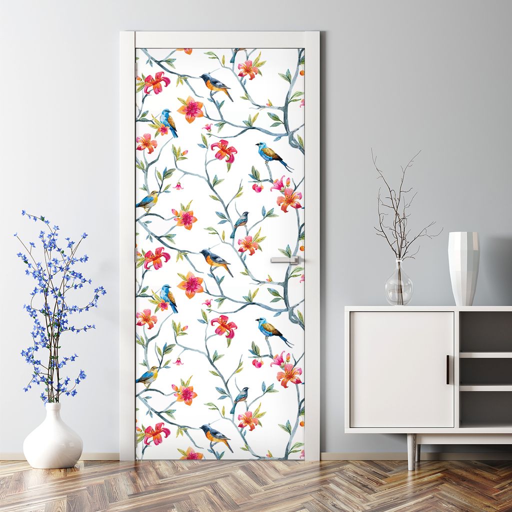 Dekorative Abnehmbarer Wandsticker Türtapete selbstklebend Klebefolie Canna Blüten Blatt 70 x 200 cm