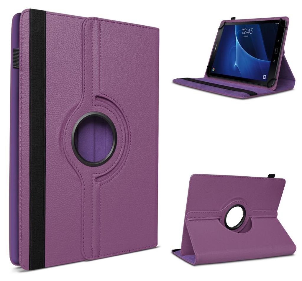 Samsung Galaxy Tab 4 / 3 / 2 10.1 Tablet Hülle Tasche Schutzhülle Case DrehbarFarbe 360 Uni:Lila