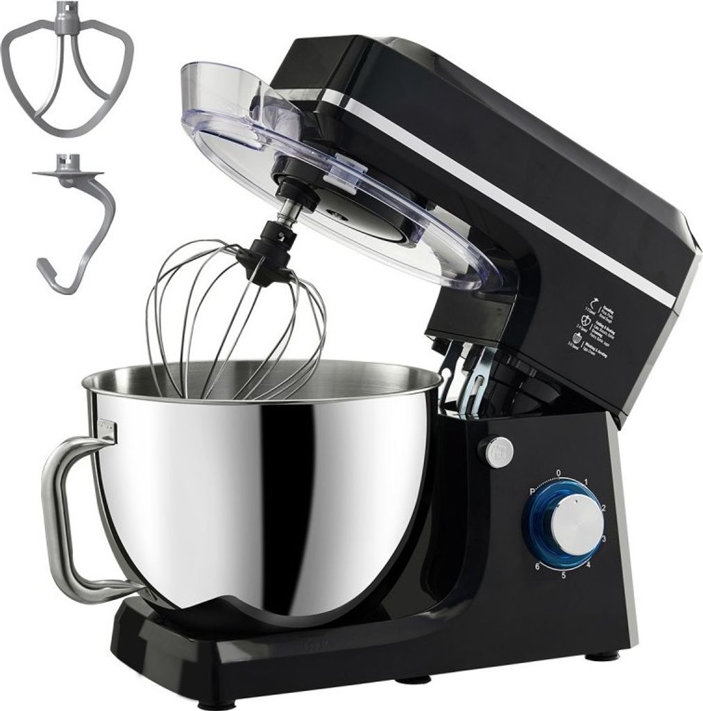 und übersetzter Küchenmaschine - Elektrischer Teigmixer 7,84L 1400W - Schwarz Standmixer für n - Hochleistungsküchengerät