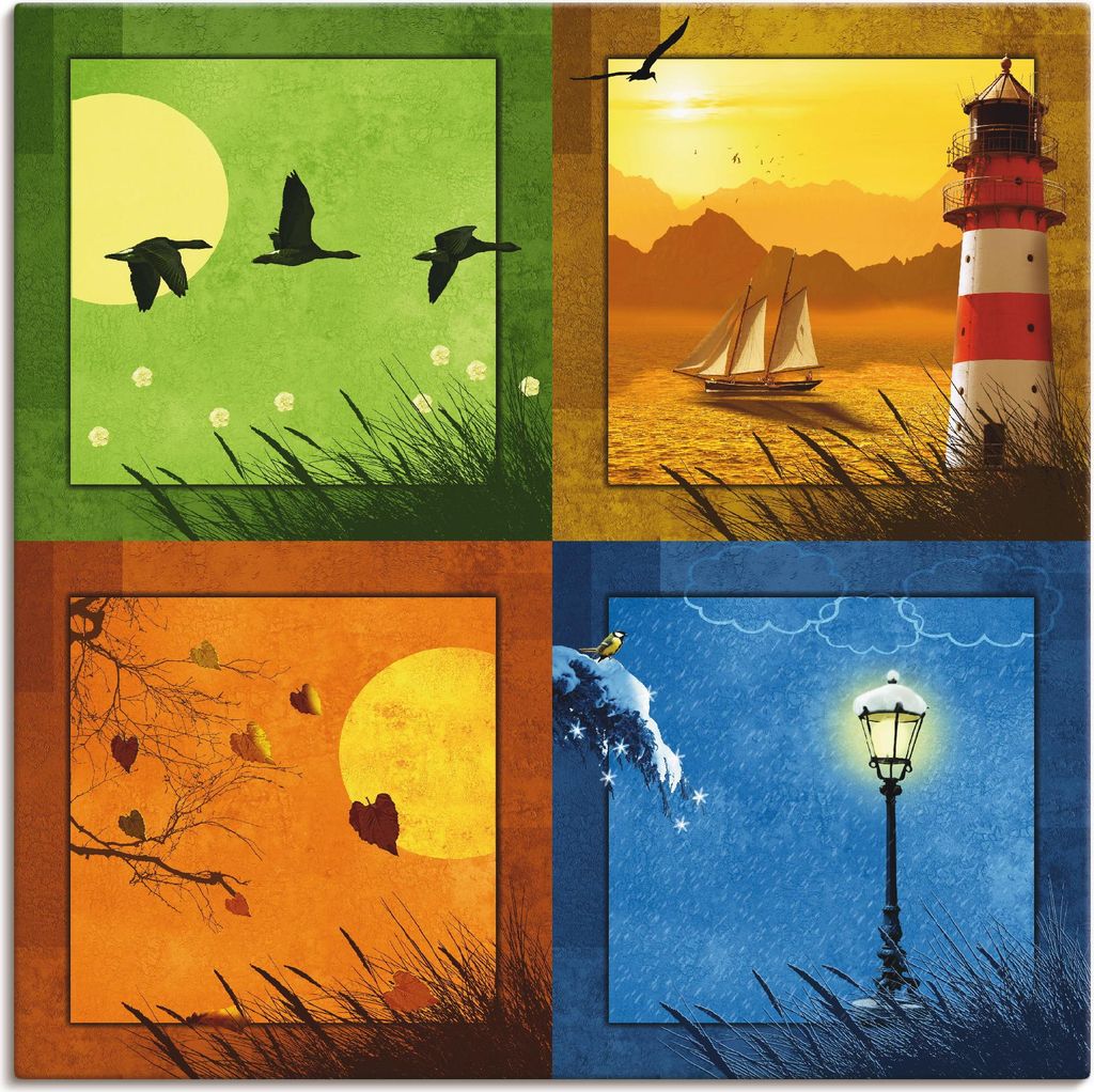 ARTland Leinwandbild Alle 4 Jahreszeiten Größe: 40x40 cm