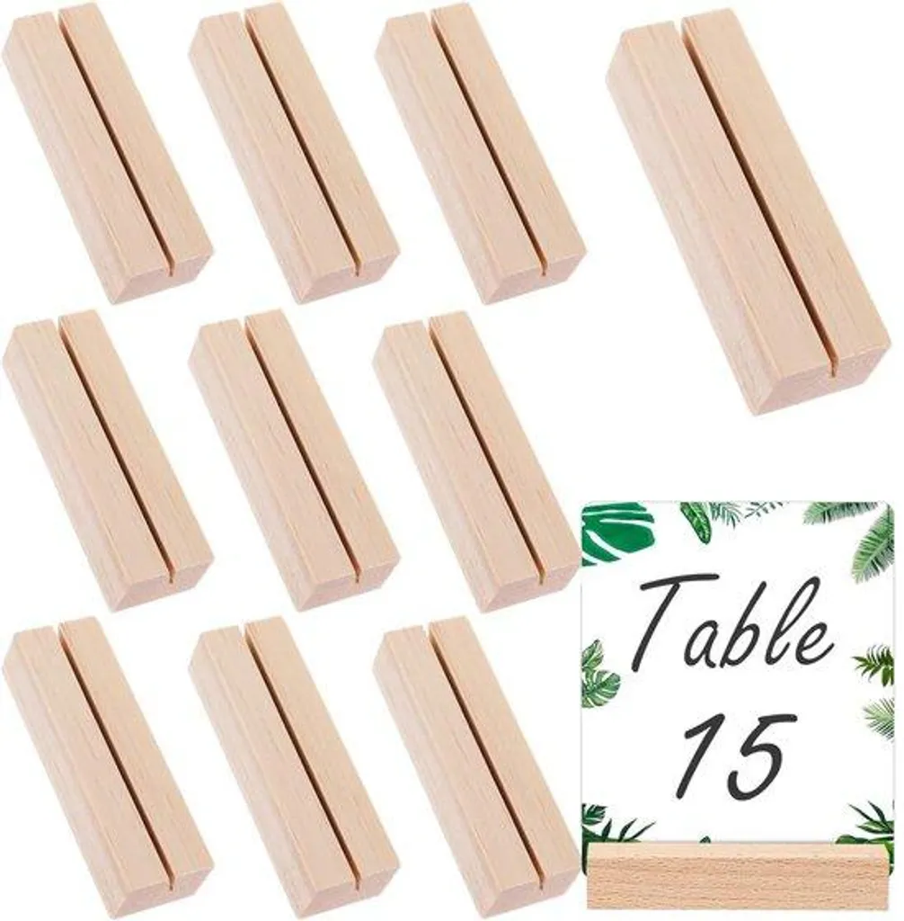 Support carte bois 10 pièces socle stable pour affichage menu restaurant