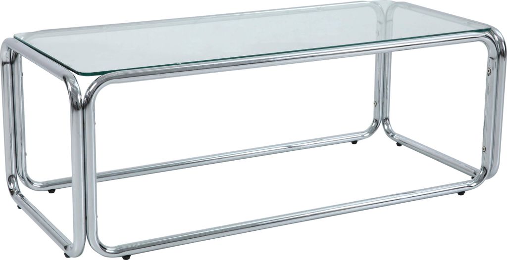 Rechteckiger Couchtisch (L 110 cm) aus Metall und Klarglas - Oviala Lewis