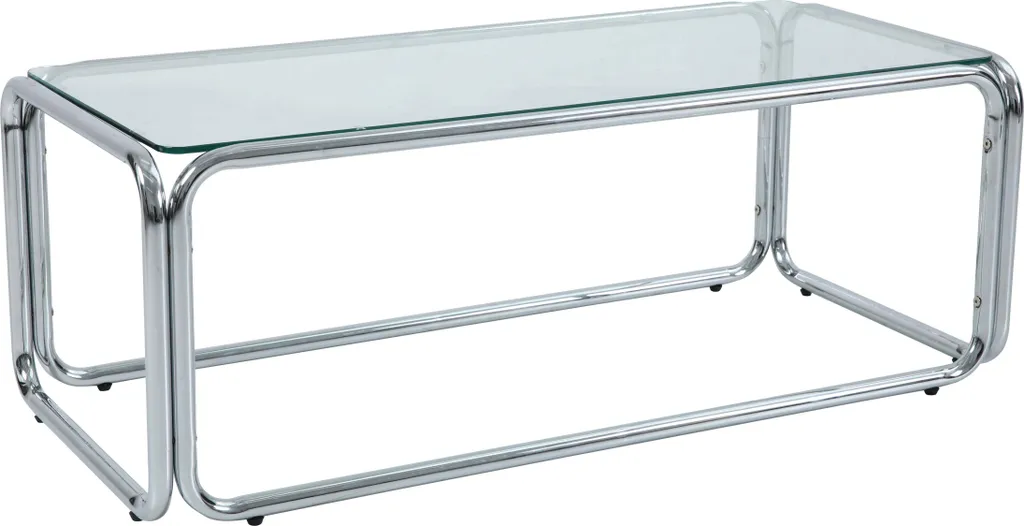 Table basse rectangulaire L110 cm en métal et verre trempé Oviala