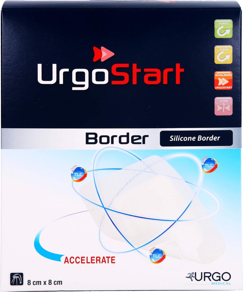 Urgostart Border 8x8 cm Schaumstoffwundverband 10 St