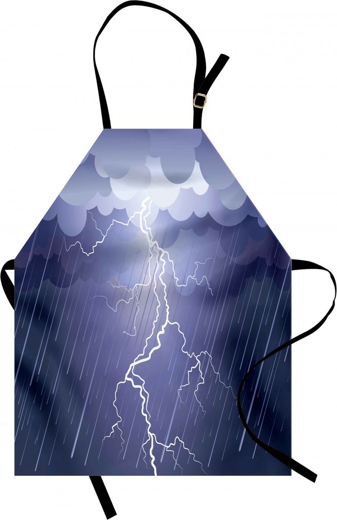 ABAKUHAUS Nacht Kochschürze, Blitzschlag-Gewitter in der Luft bei dunkler Nacht Regnerische elektrische Kraft blitzt Bild, Farbfest Höhenverstell...