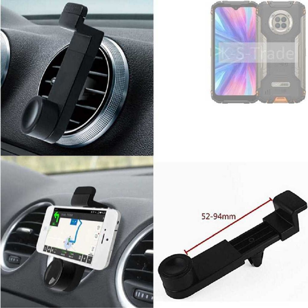 K-S-Trade Lüftungshalterung kompatibel mit Doogee V31 GT KFZ-Halterung Autohalterung Handy-halterung Lüftungsgitter Lüftungsschlitze Schwarz