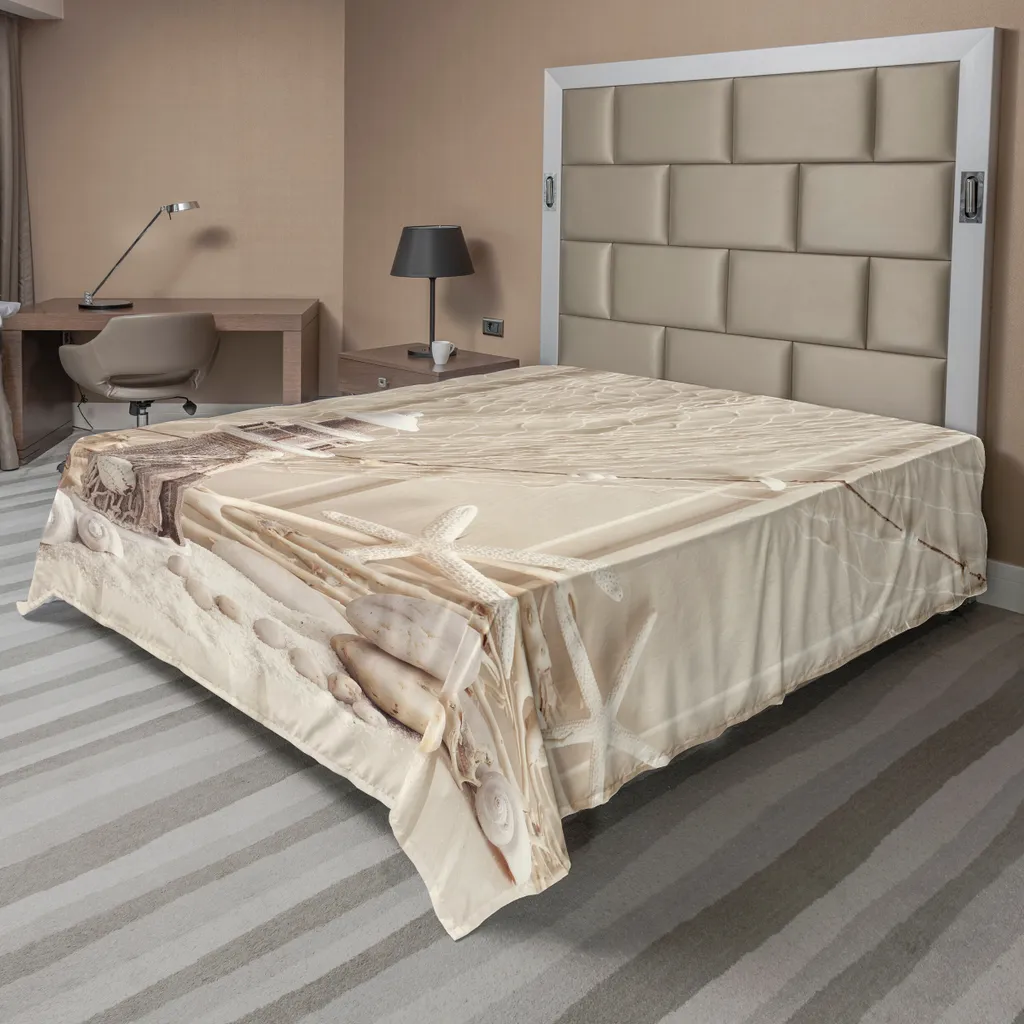 Drap plat anti-plis motif marin 260x228 cm pour lit toujours impeccable
