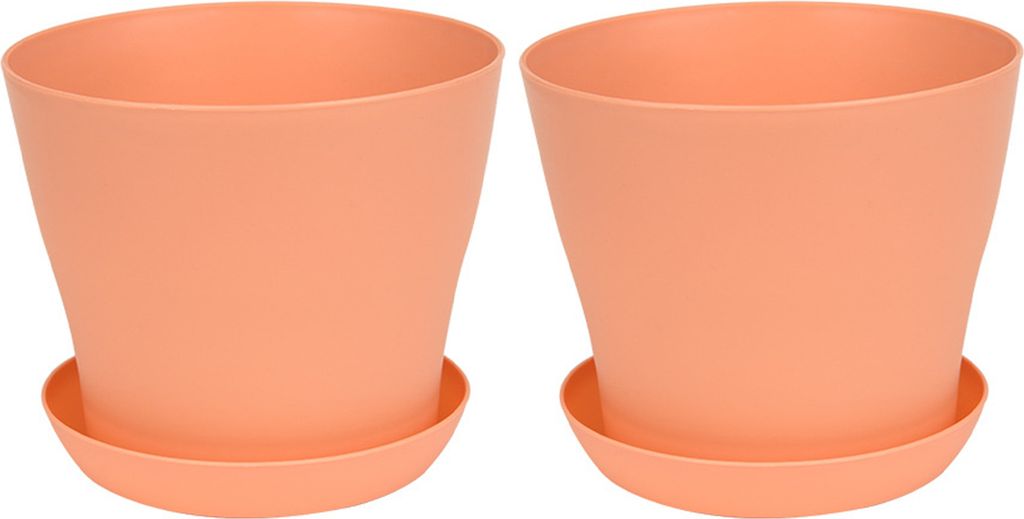 2pcs Blütentopf mit Untertassen großer Mund PP -Entwässerungslöcher Pflanzenbehälter für Balkon-Hell orange ,Größen:S