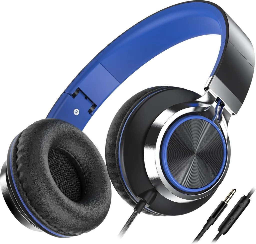 Cuffie 3.5mm Pieghevoli con Controllo Volume e Microfono per Laptop e PC - 1