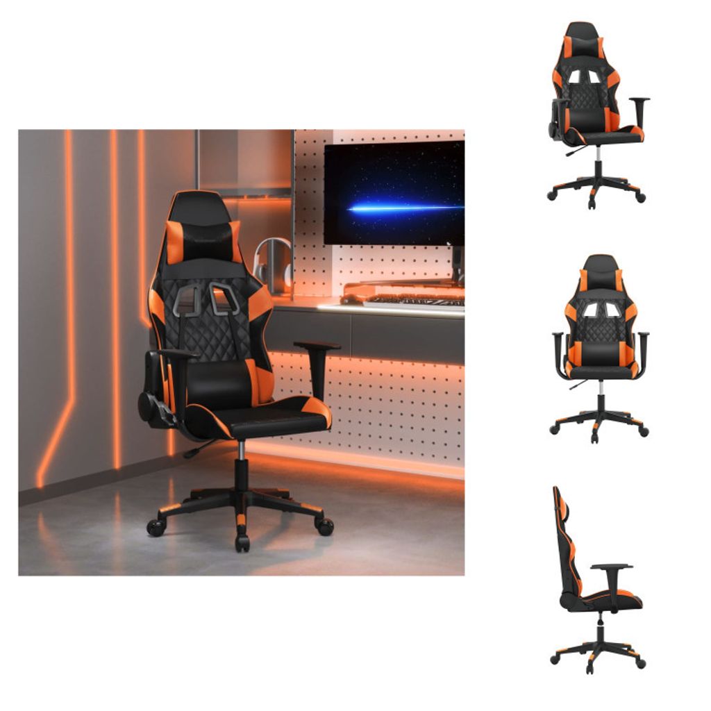 vidaXL Gaming-Stuhl mit Massagefunktion Schwarz und Orange Kunstleder - Gaming-Sessel