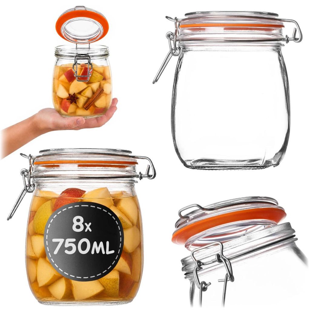 KADAX inmaakpotten van 750 ml met schroefdeksel, set van 8, Productafbeelding 