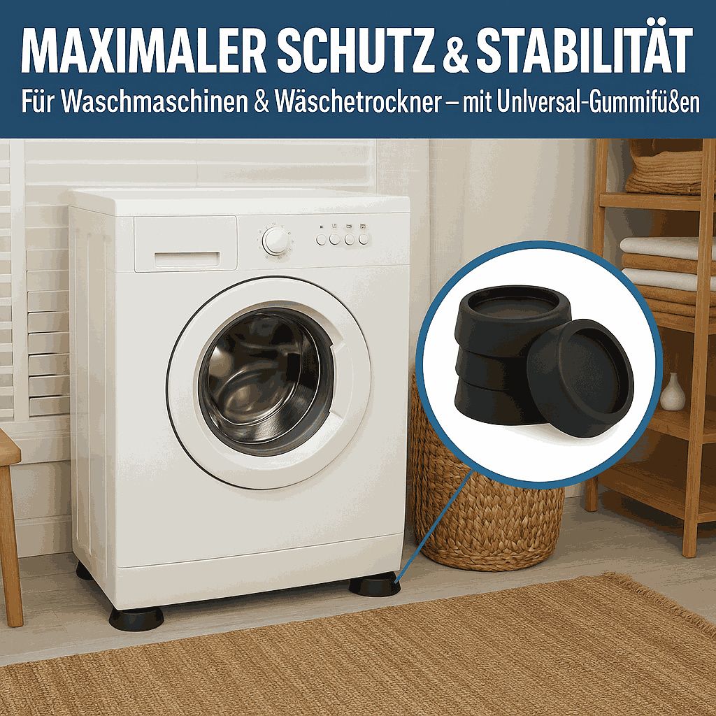 4x Vibrationsdämpfer Gummifüße Für Waschmaschine & Trockner - Gegen Wackeln & Lärm
