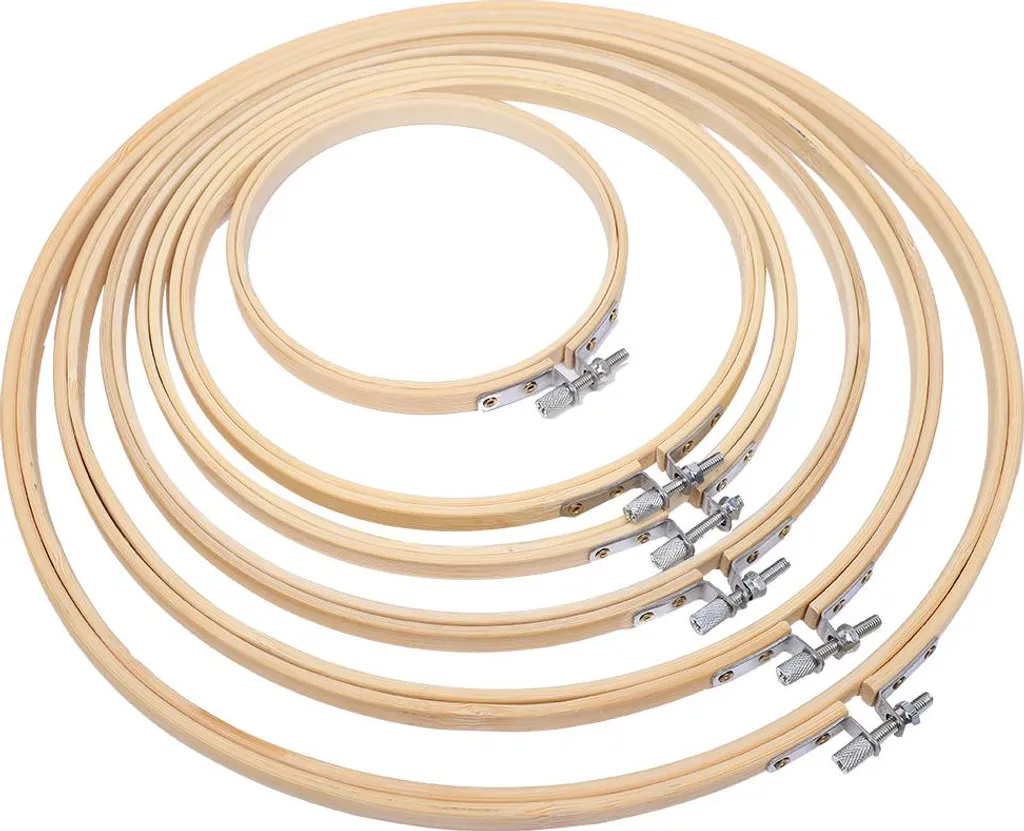 Cercle de broderie 6pcs en bois ajustable idéal pour vos cadres créatifs