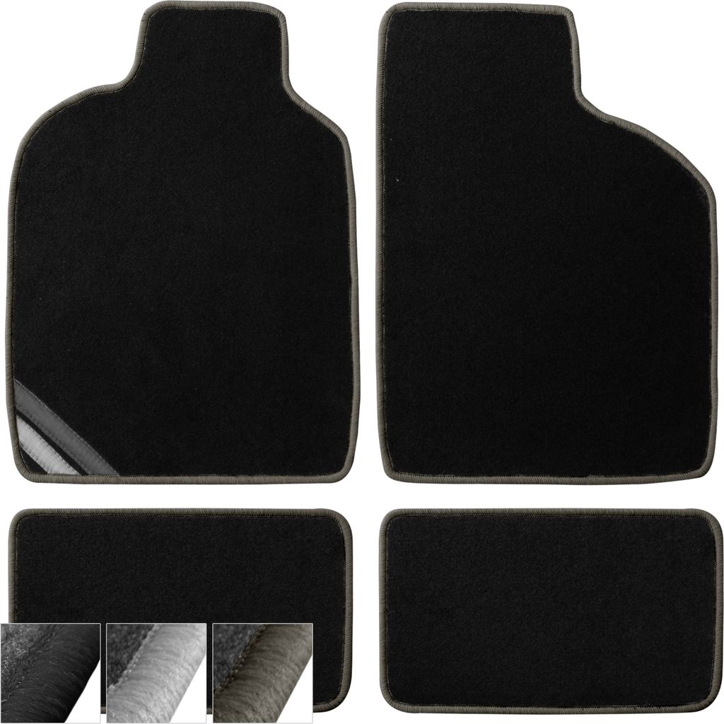 moto-MOLTICO Universal Auto Fußmatten Velours Autoteppiche Automatten Set 4-teilig (Graphit)