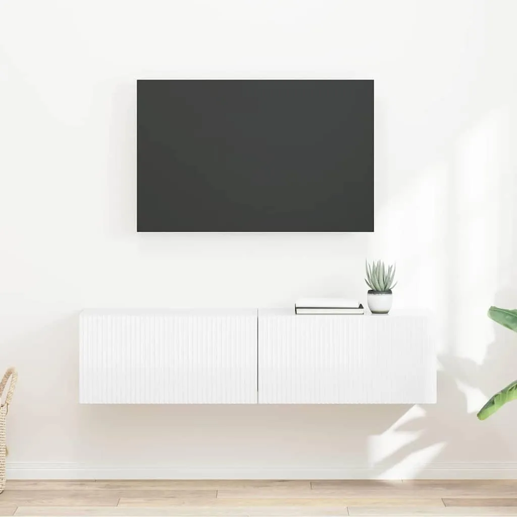 Meuble TV suspendu blanc brillant lot de 2 unités pour salon moderne