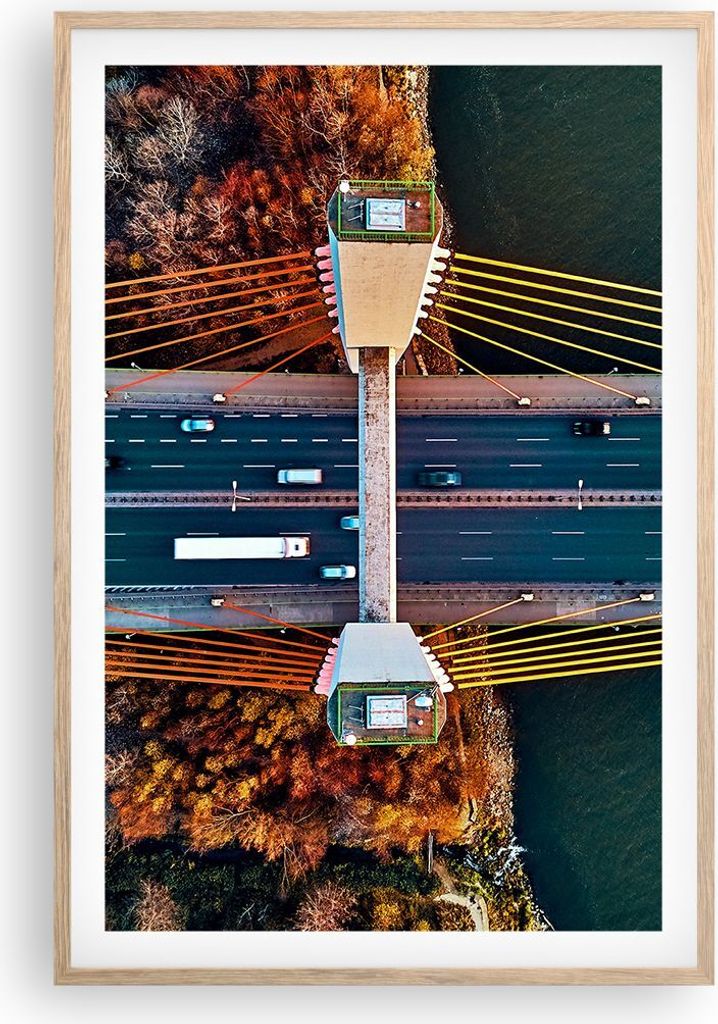 Gerahmtes Poster - Rahmen in heller Eiche - Brücke Siekierkowski Warschau - 61x91,5 cm - Wand Bild - Wanddeko - Wandbilder - Kunstposter - Wandpos...