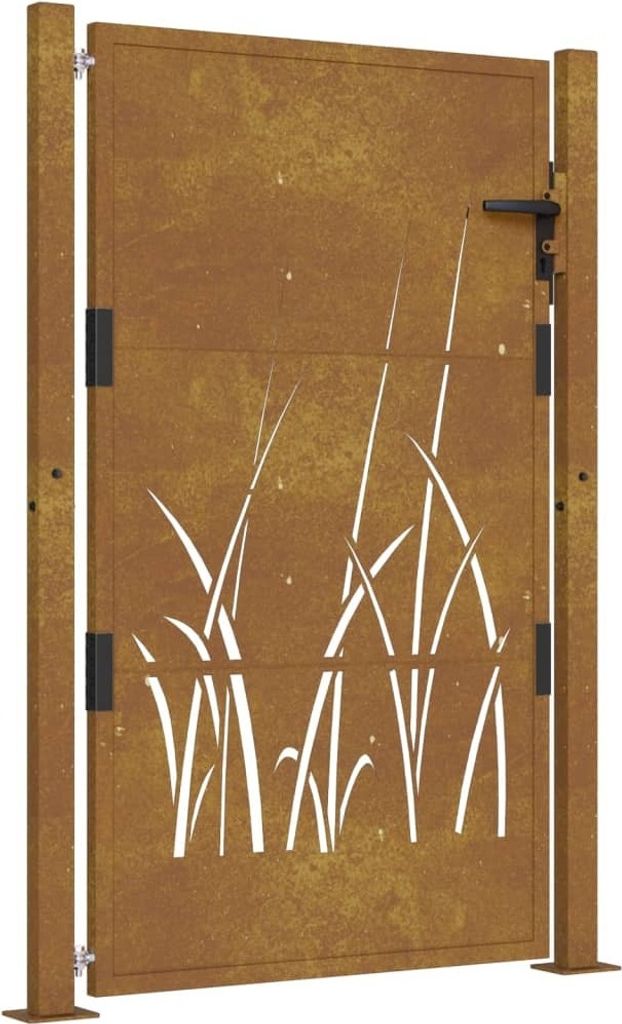 vidaXL Gartentor 100x125 cm Cortenstahl Gras-Design Produktbild 