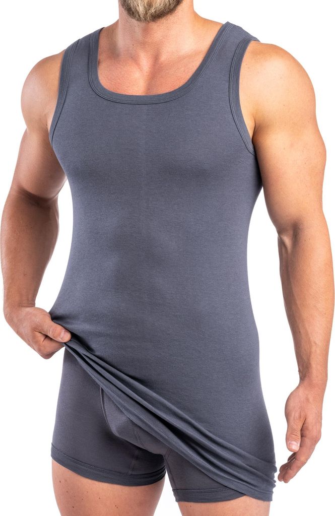 HERMKO 16027 Herren extralanges Unterhemd aus Baumwolle / Produktbild 