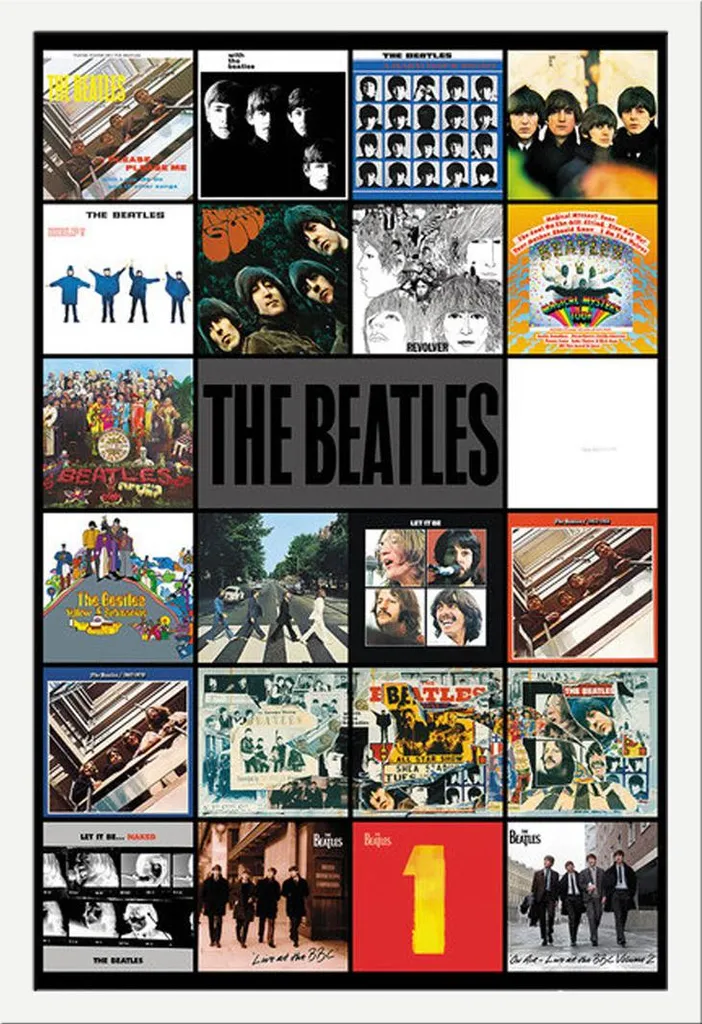 Affiche The Beatles encadrée Shinsuke vitre acrylique et cadre MDF blanc