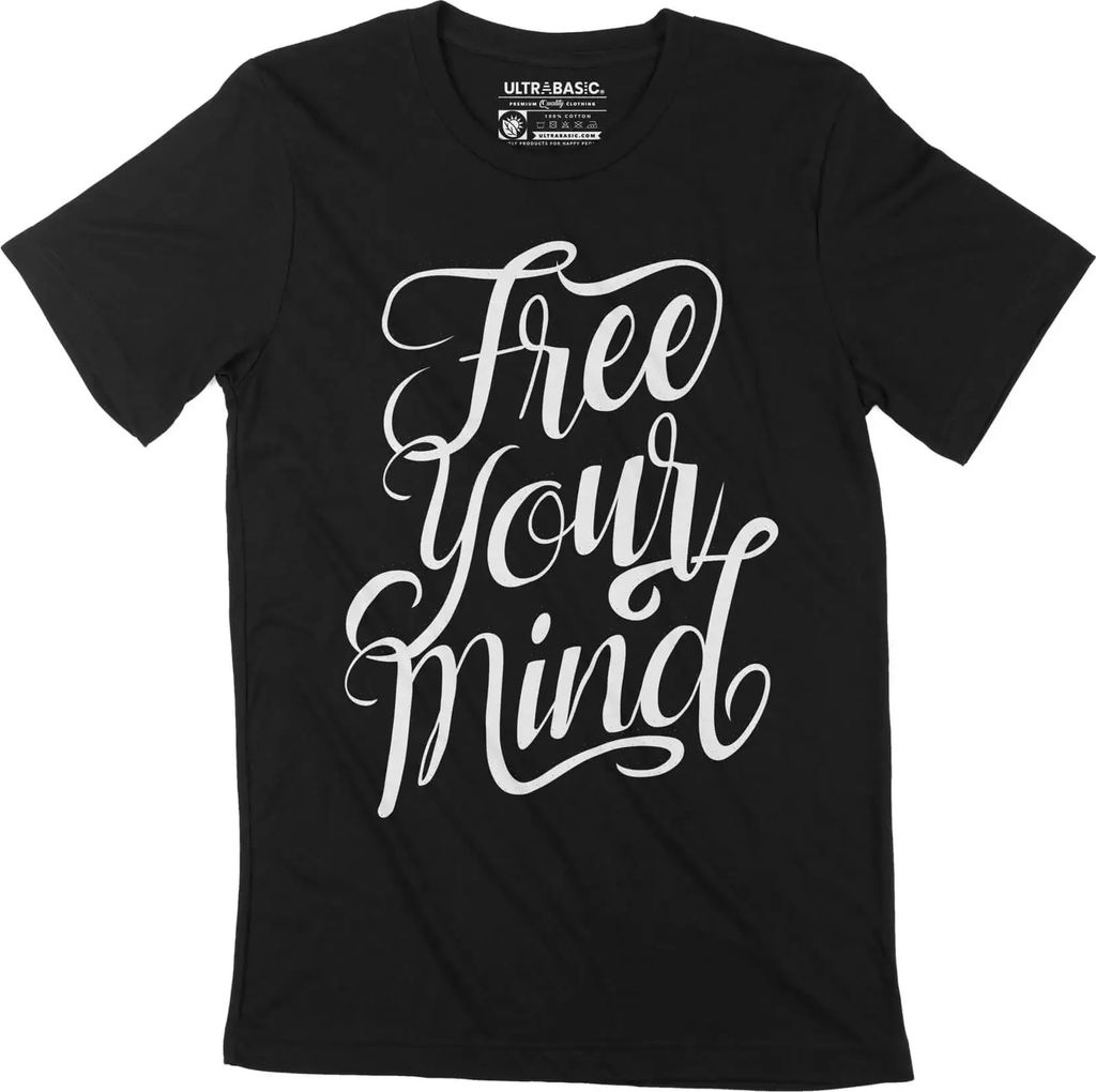 Herren Grafik T-Shirt Befreie deinen Geist – Free Your Mind – Öko-Verantwortlich Vintage Jahrgang Kurzarm Lustige Druck Geburtstag Geschenk Mann
