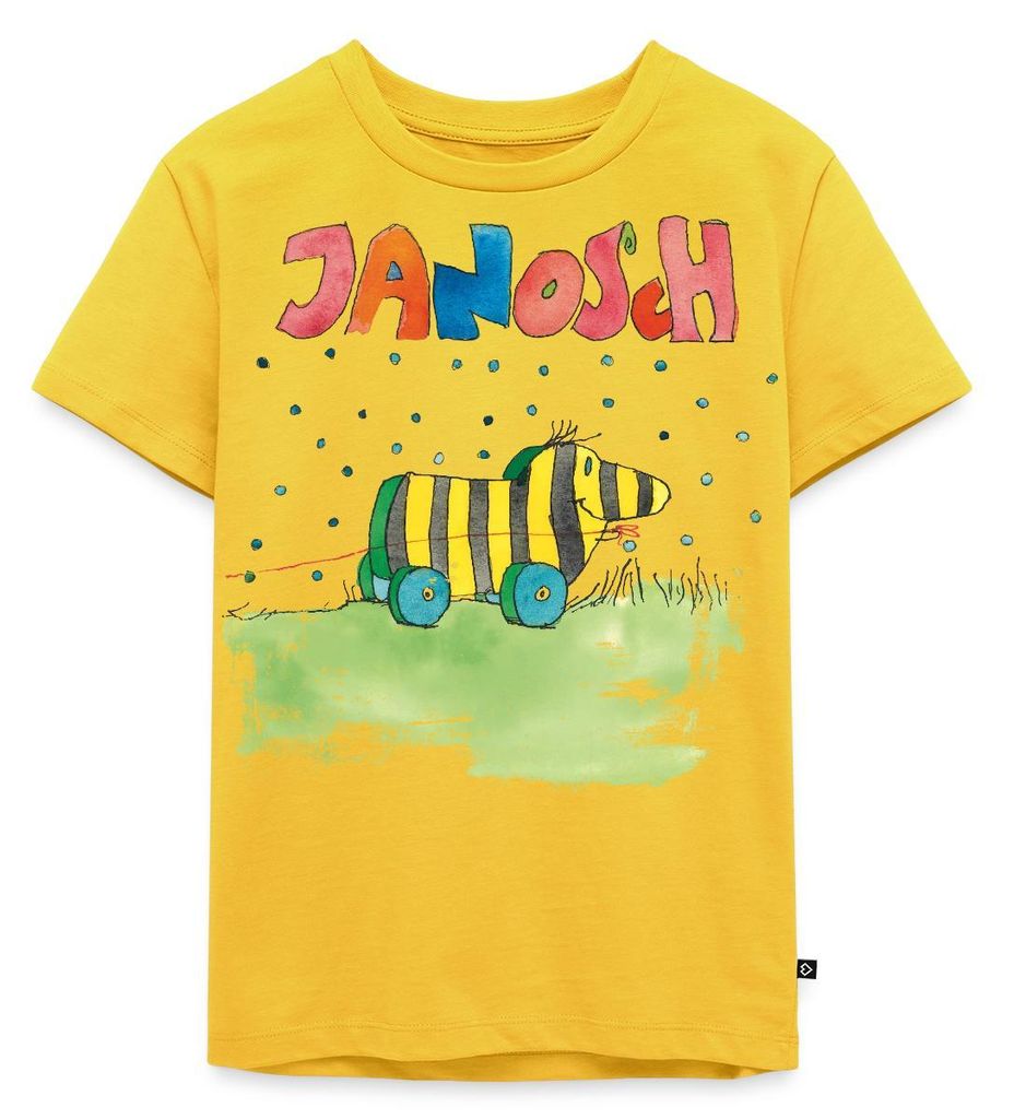 Spreadshirt Janosch Tigerente Schriftzug Kinder Premium T-Shirt, 110/116 (4 Jahre), Sonnengelb