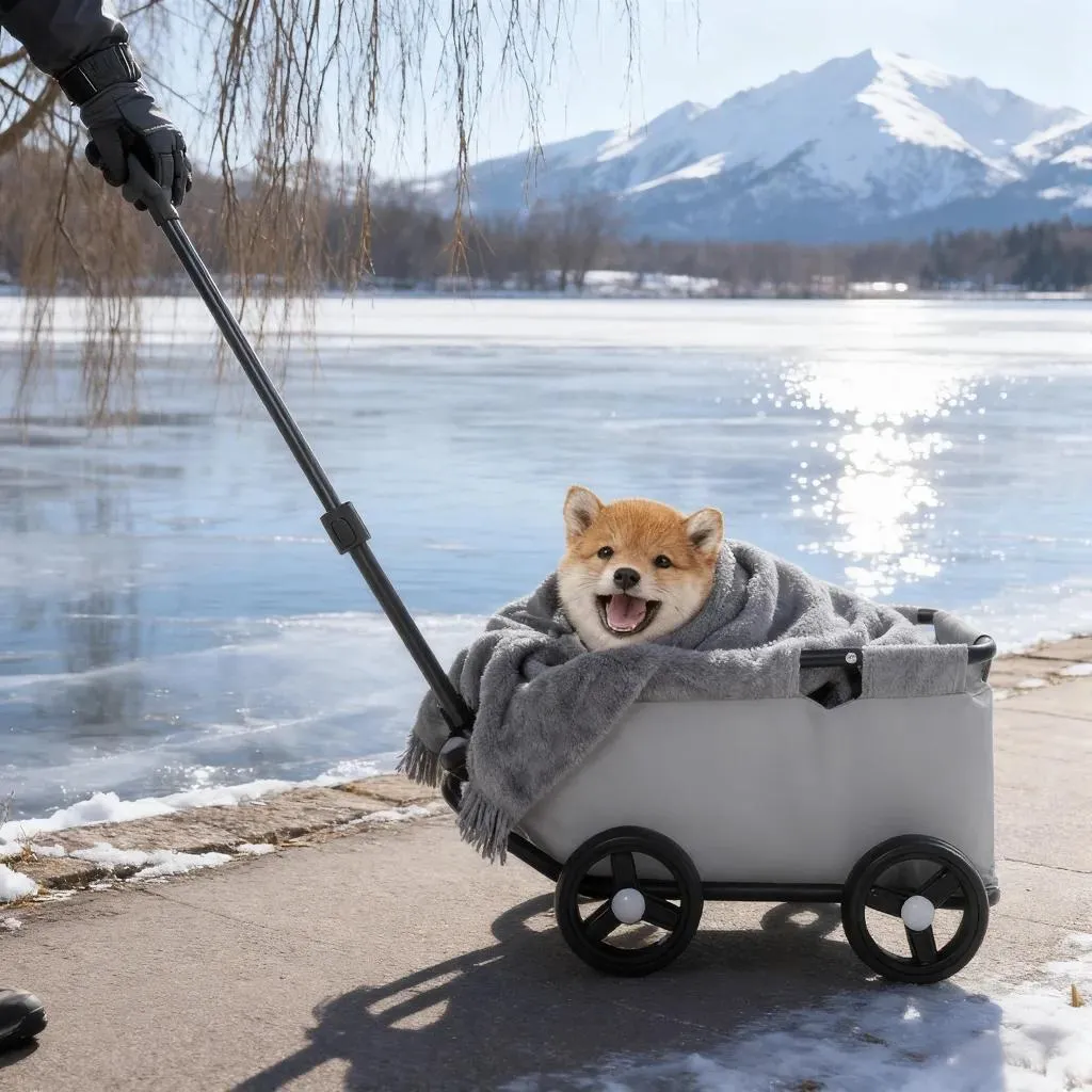 Poussette pour petits animaux pliable et portable avec traction réglable